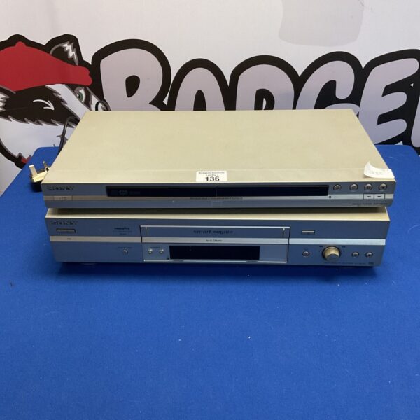 Silver Sony DVD player and VCR combo unit for retro entertainment.
