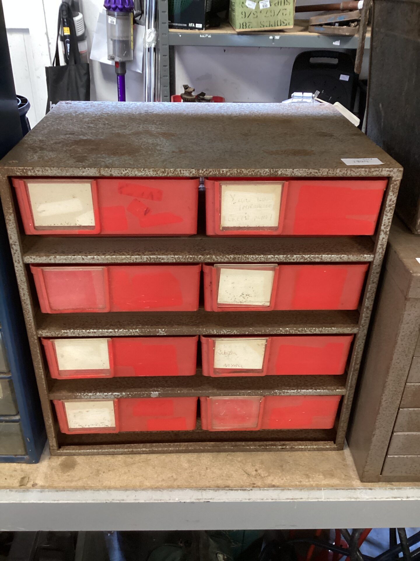 985 Metal and Plastic Shed tidy drawer unit