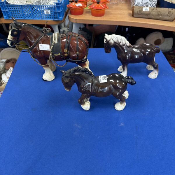 Vintage china shire horse ornaments by Coopercraft, collectible figurines.