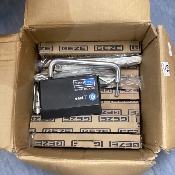 Box of Geze window hinges for window security and repair.
