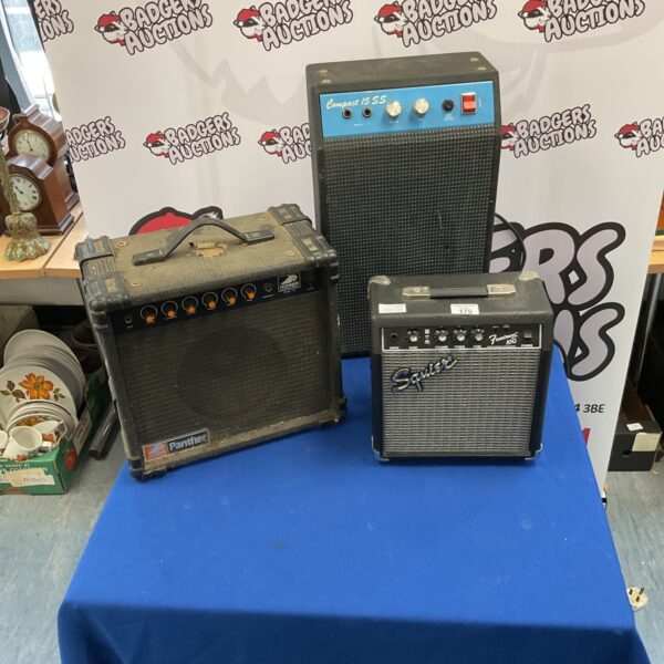 Vintage guitar amplifier lot including Hohner, Compact, and Frontman amps.