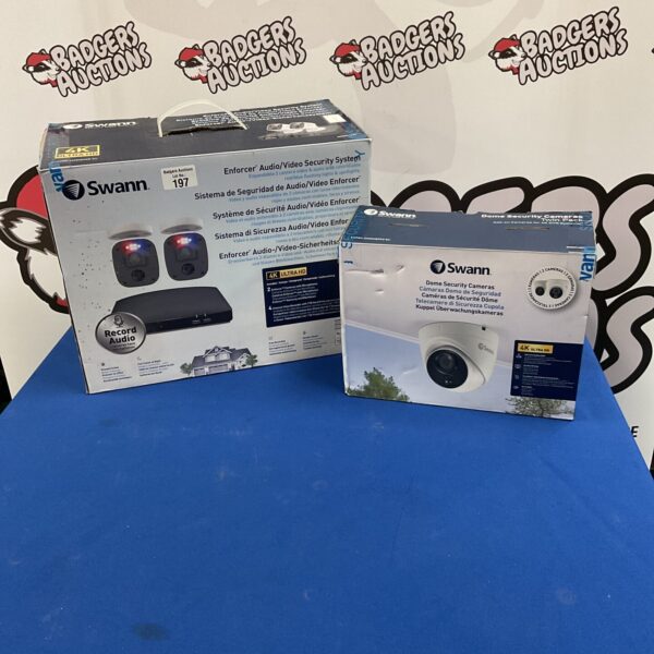 Swann Enforcer security system with dome camera in original packaging.