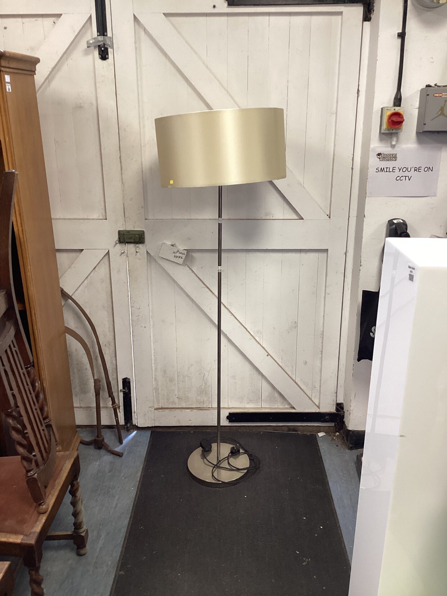 596 Chrome standard lamp with cream shade
