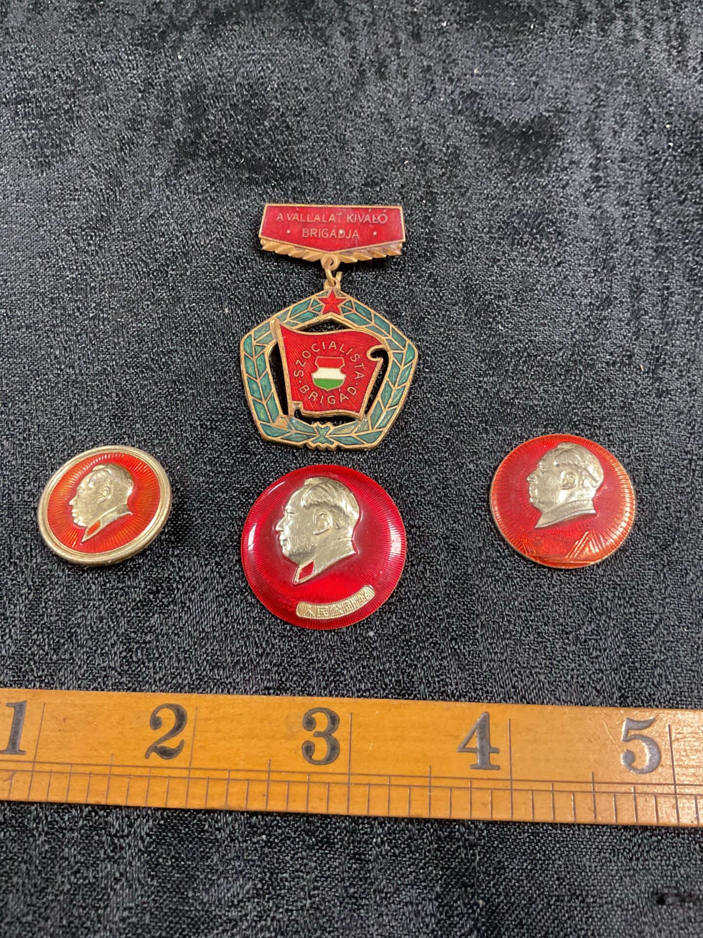 755 Szocialista brigade medal and three badges