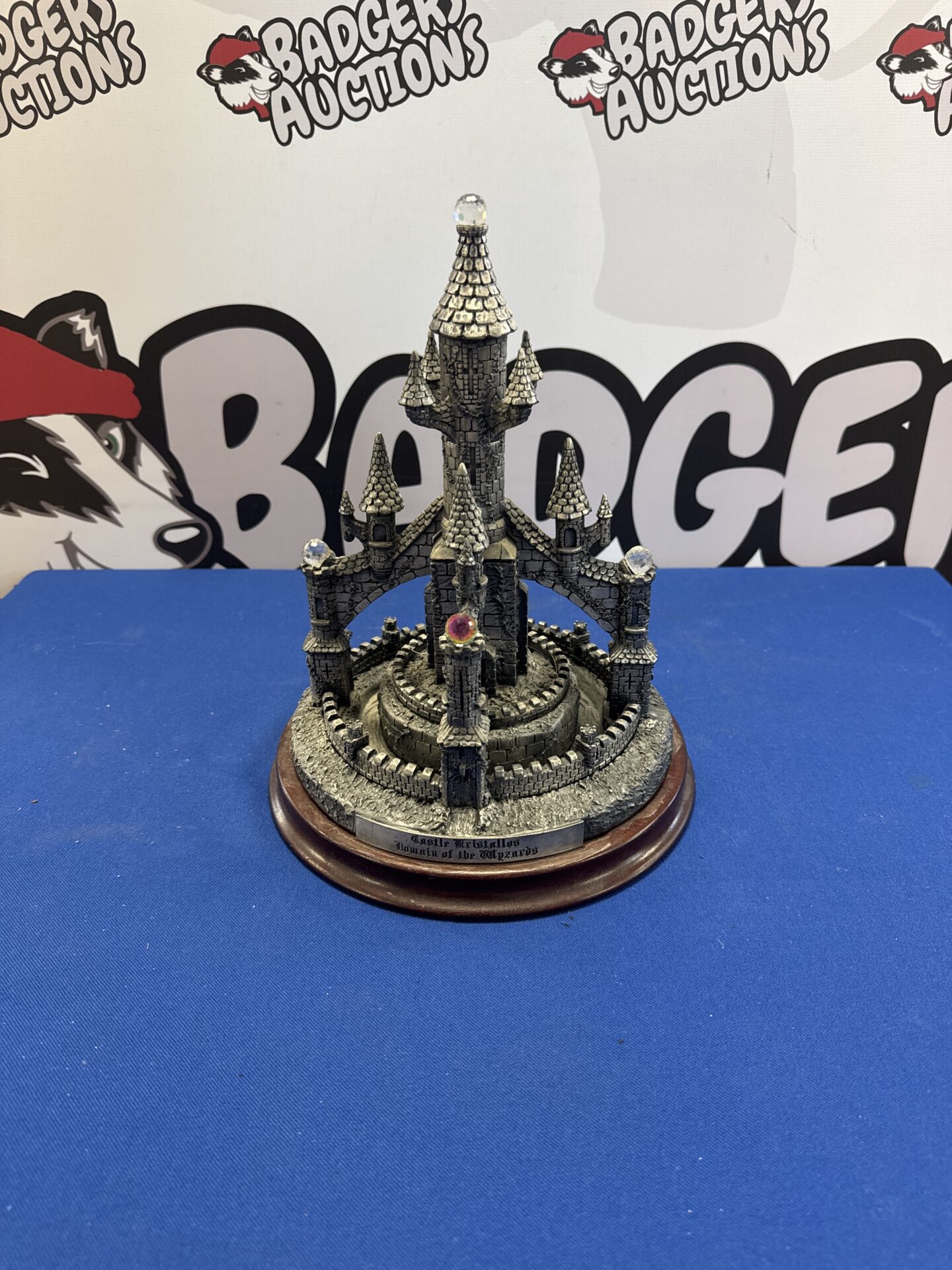 040 Heavy pewter might & magic castle sculpture 12” tall approx