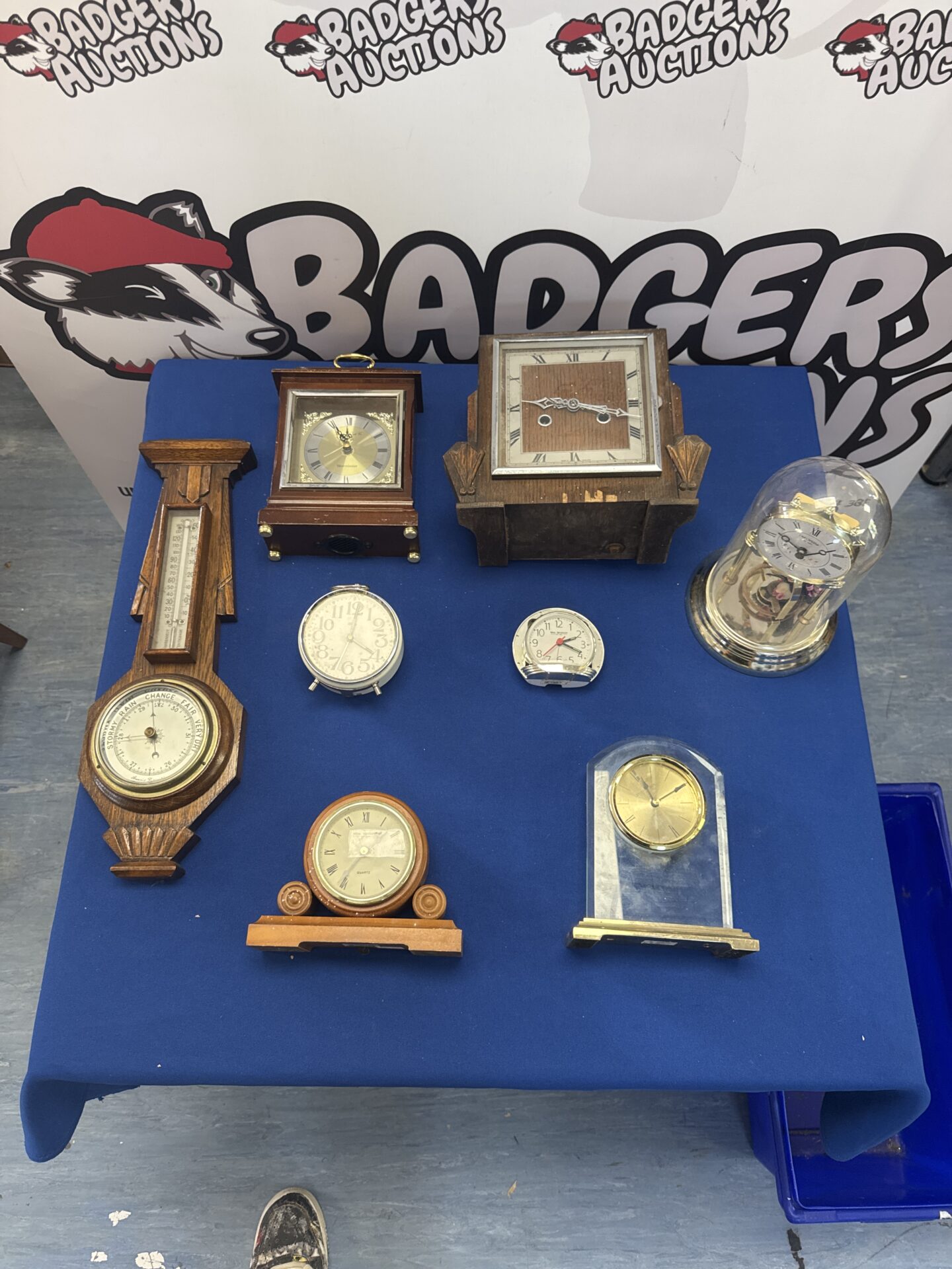 360 Selection of clocks inc Enfield Art Deco Style & a barometer