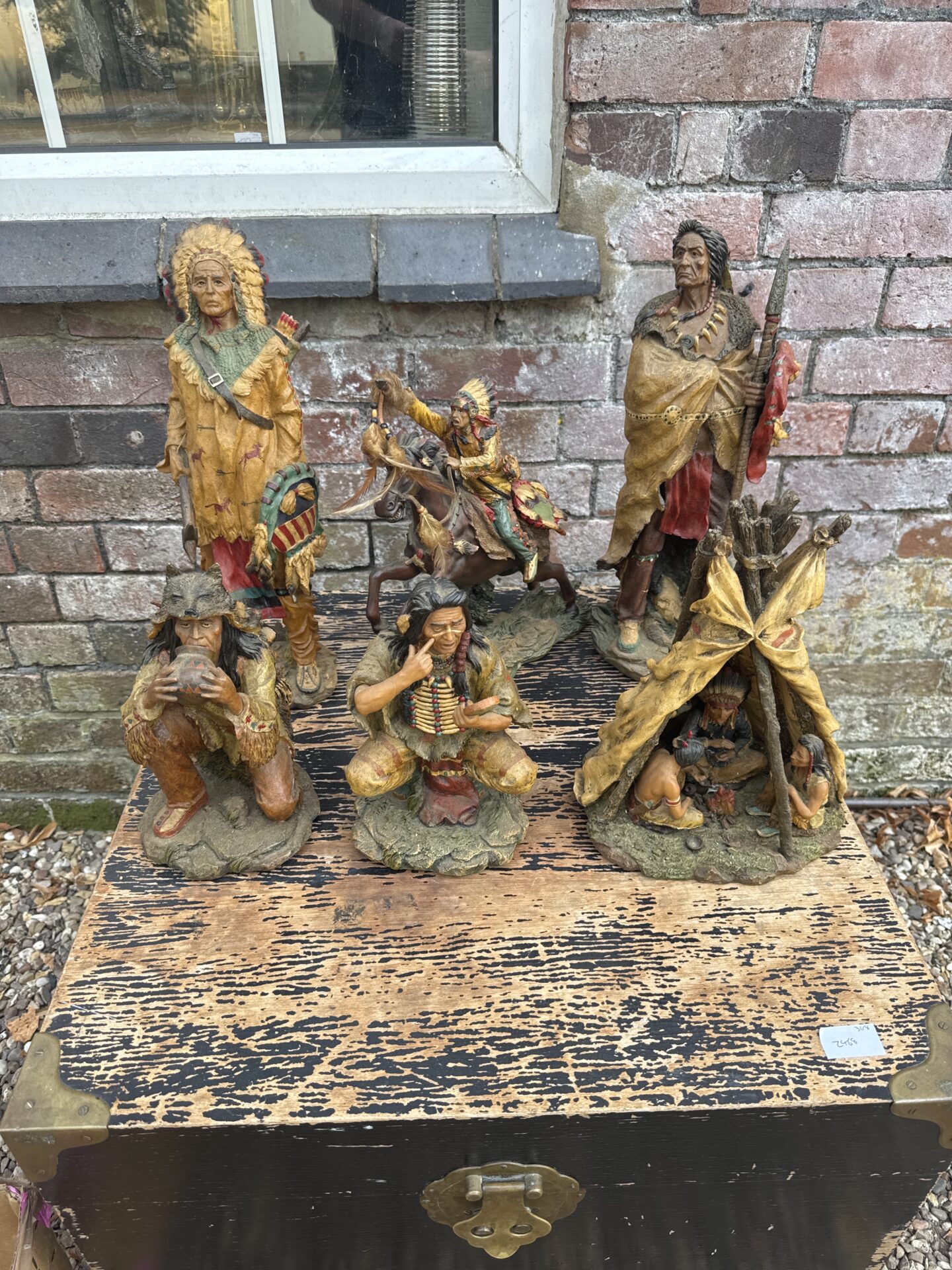064 Six large Native American resin sculptures