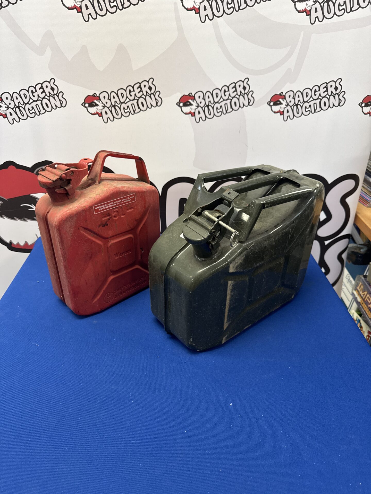 990 Two metal jerry cans