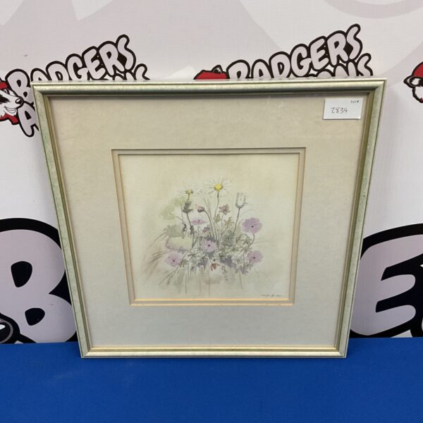 Delicate watercolour painting of meadow flowers by Alan Binder.