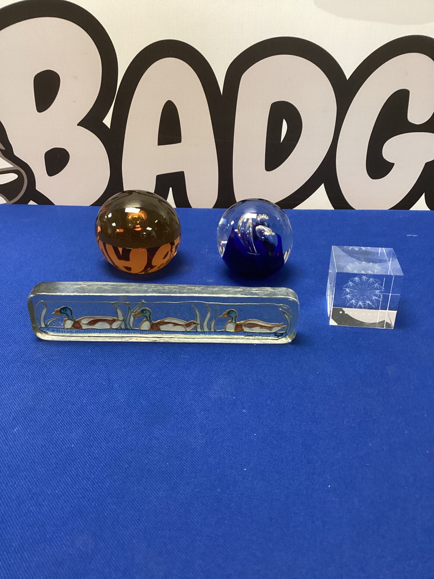 220 Two Murano Glass Paperweights with Handmade Glass Duck art