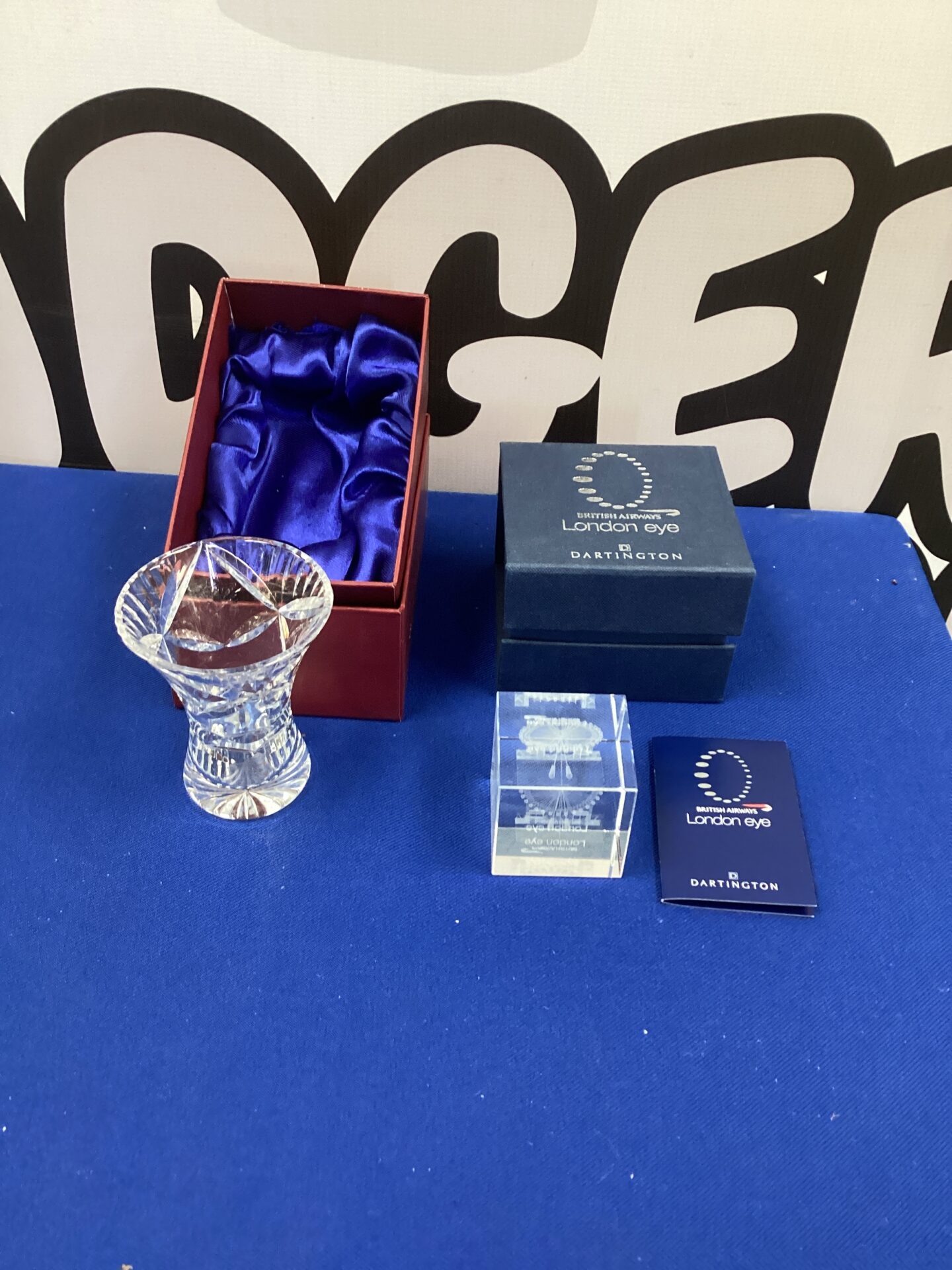 255 Two crystal items inc Dartington London Eye commissioned for British Airways