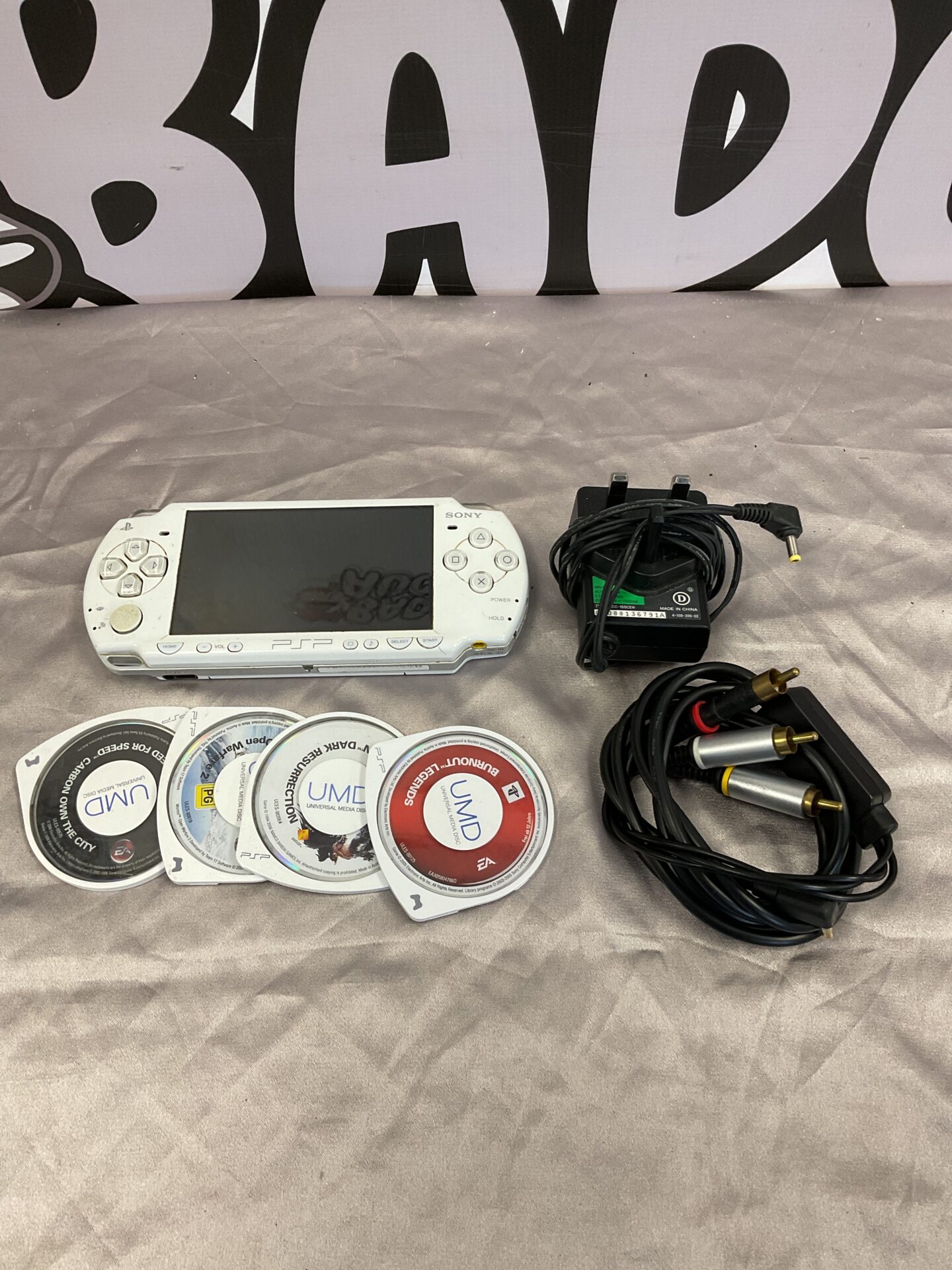 187 White sony psp console with games