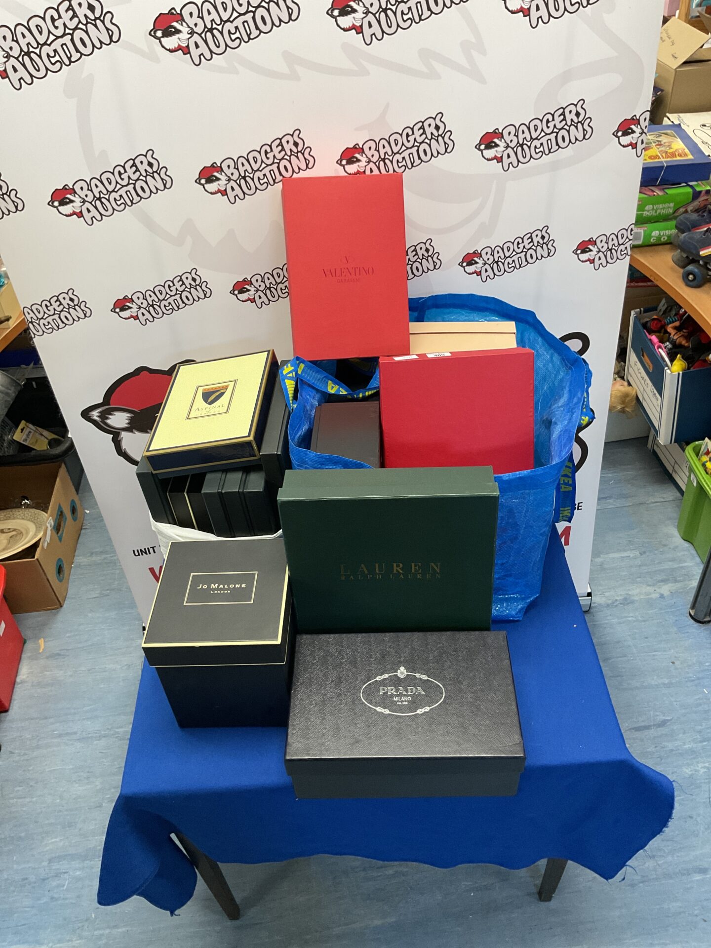 479 Large lot of designer boxes including Prada, Valentino, Ralph Lauren, Dolce and Gabbana