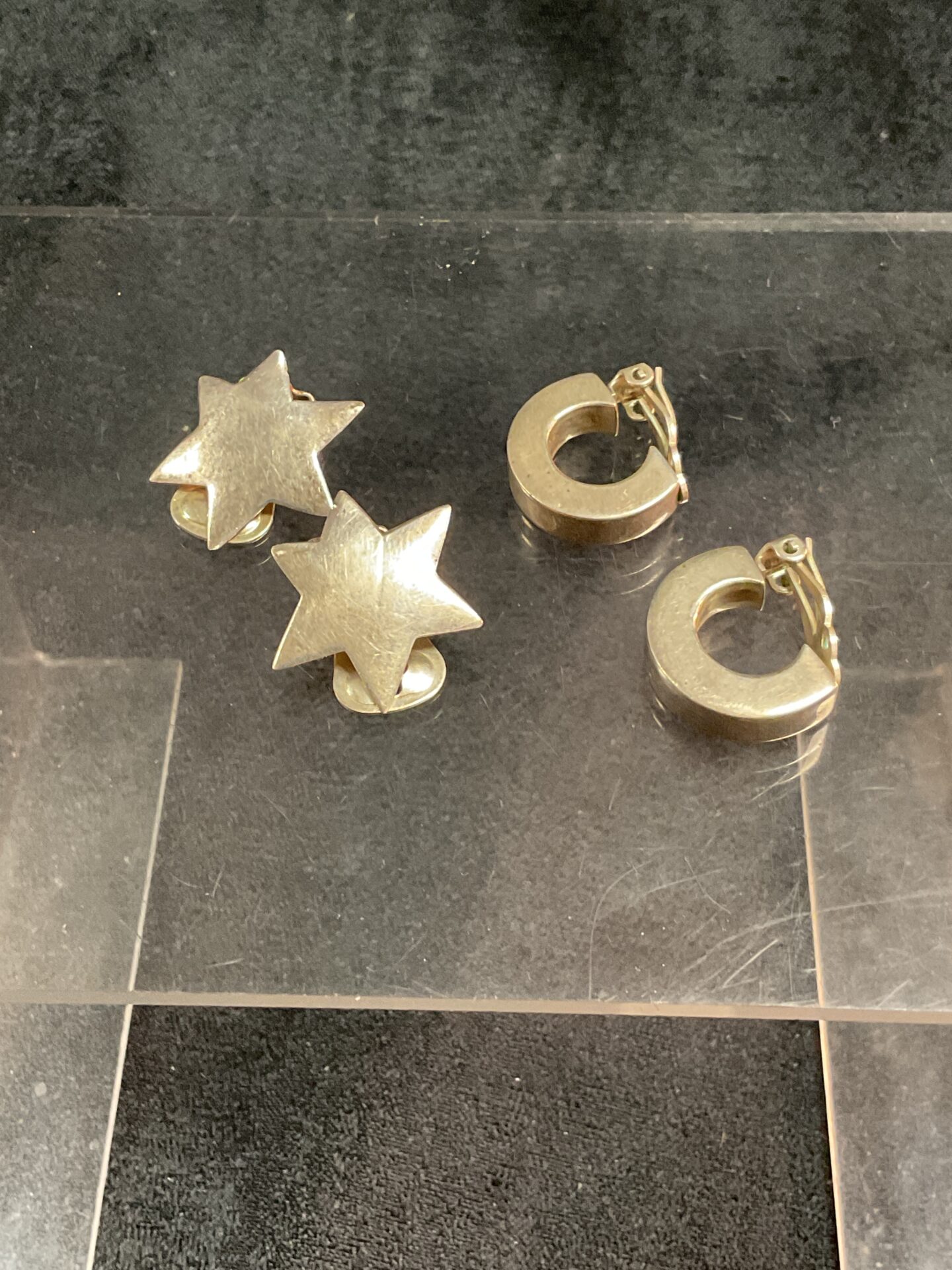 801 Two pairs 925 silver Clipon earrings
