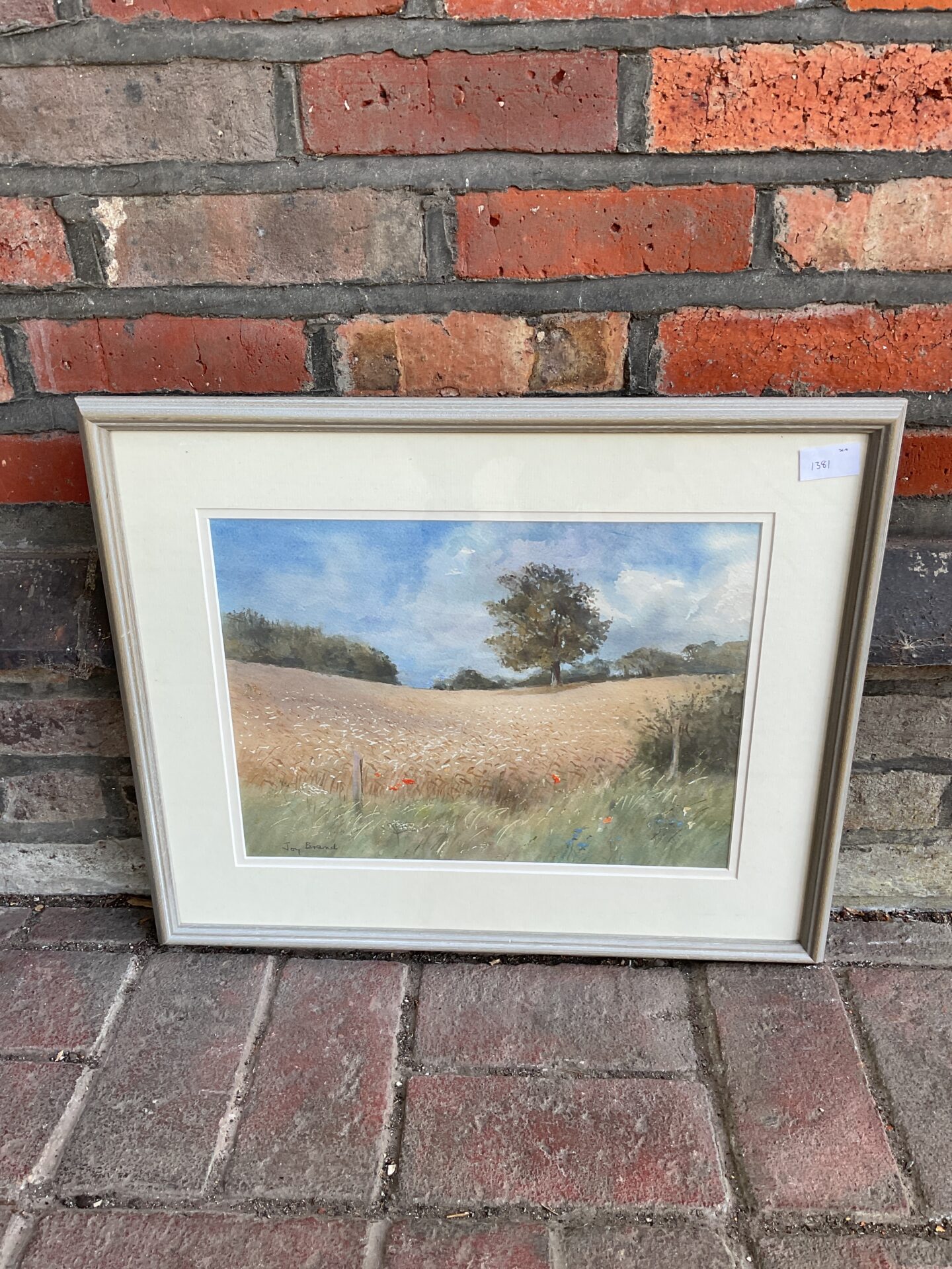 663 joy brand signed watercolour of a field at seer green