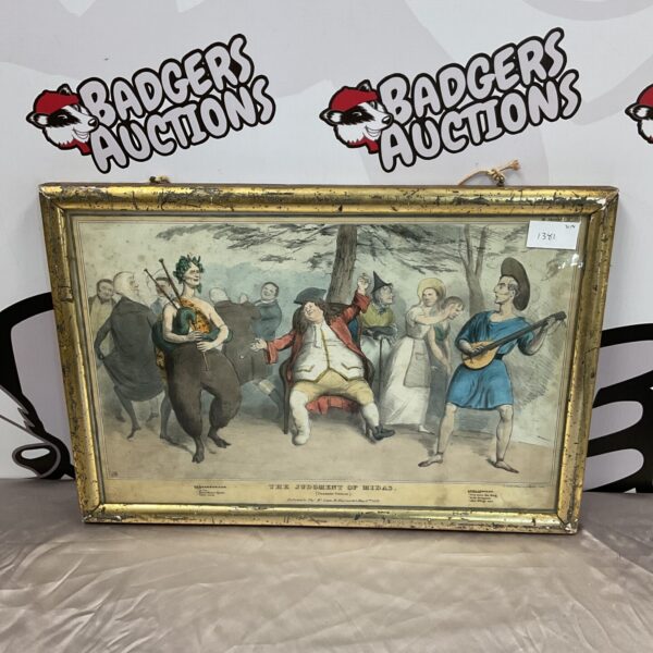 Antique 1832 lithograph of the Judgment of Midas by Thoms McLean.