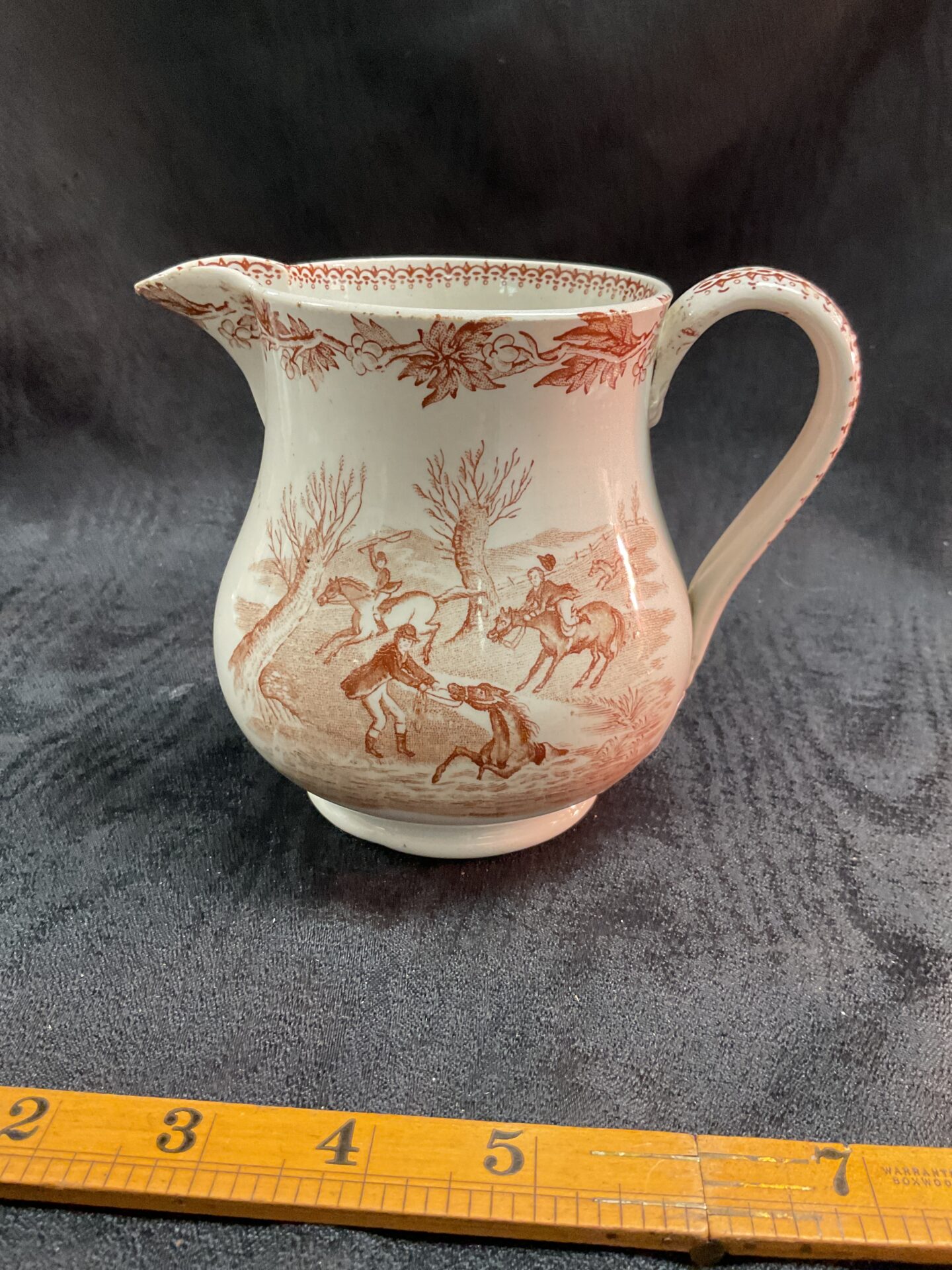 849 Antique edge Malkin and co Burslem pottery jug field sports number three