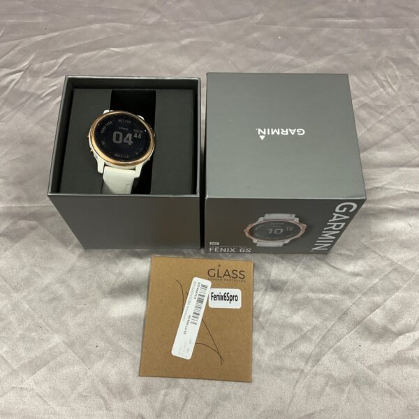 Garmin Fenix 6S smartwatch with black band and display.