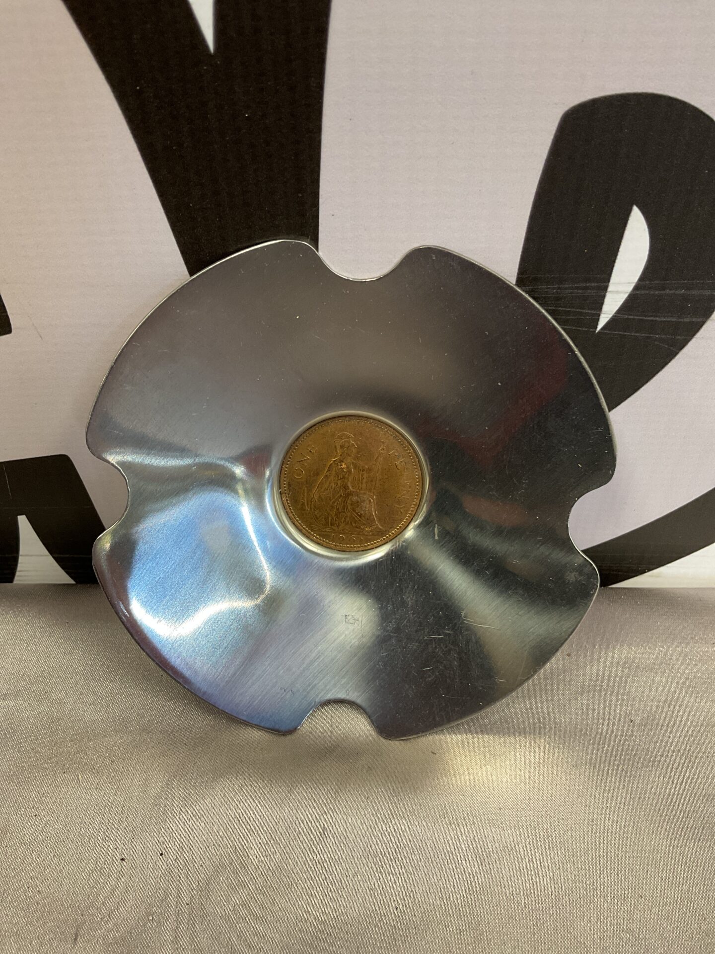 762 Old hall stainless steel 1961 penny ashtray