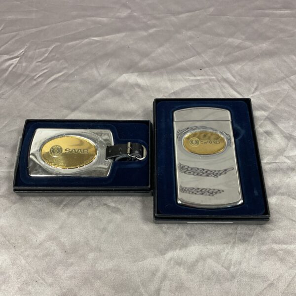 Saab keyring and business card holder set by Grants of Dalvey.
