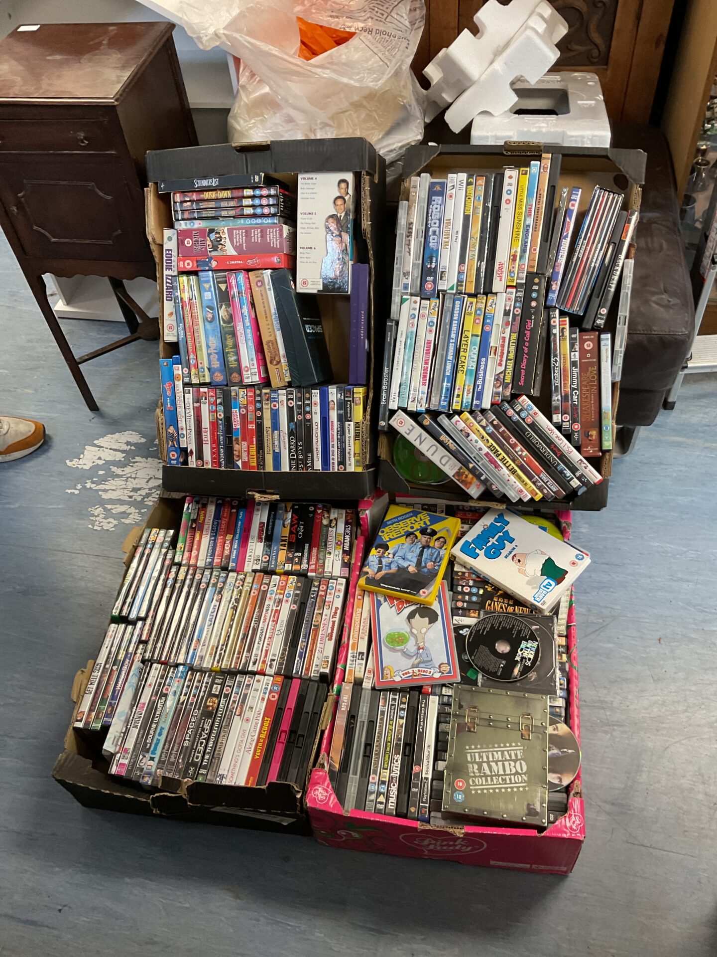 188 Four trays of dvds including boxsets