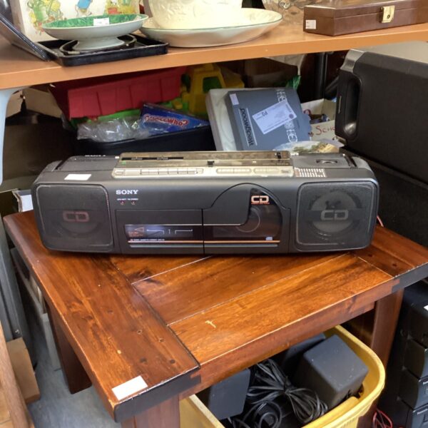 Vintage Sony CFD-64 boombox, a retro cassette CD radio player.