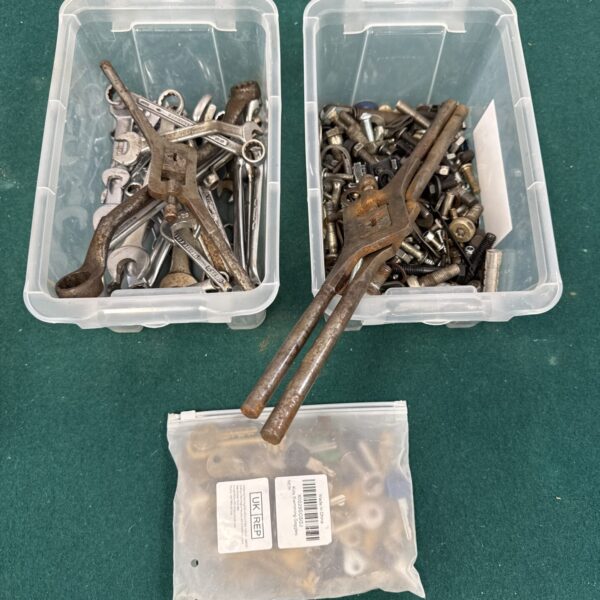 Assorted keys and hardware from a shed clearance lot.