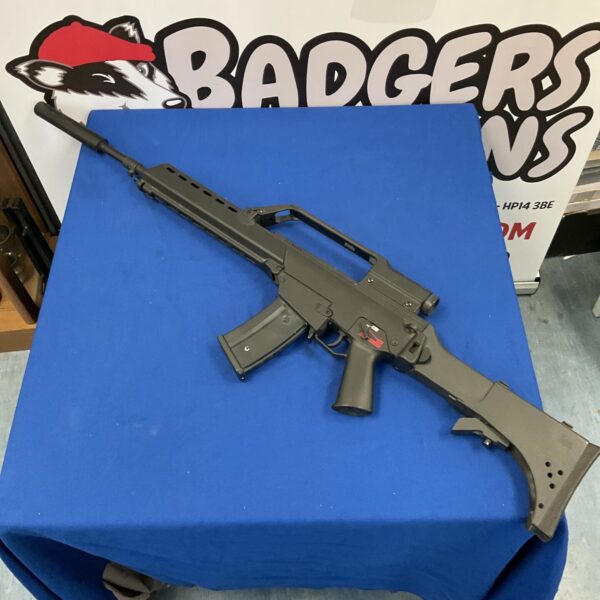 Classic Army electric airsoft rifle for recreational use.
