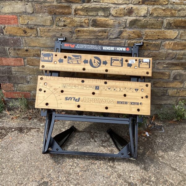 Vintage Black and Decker Workmate folding workbench for DIY projects.