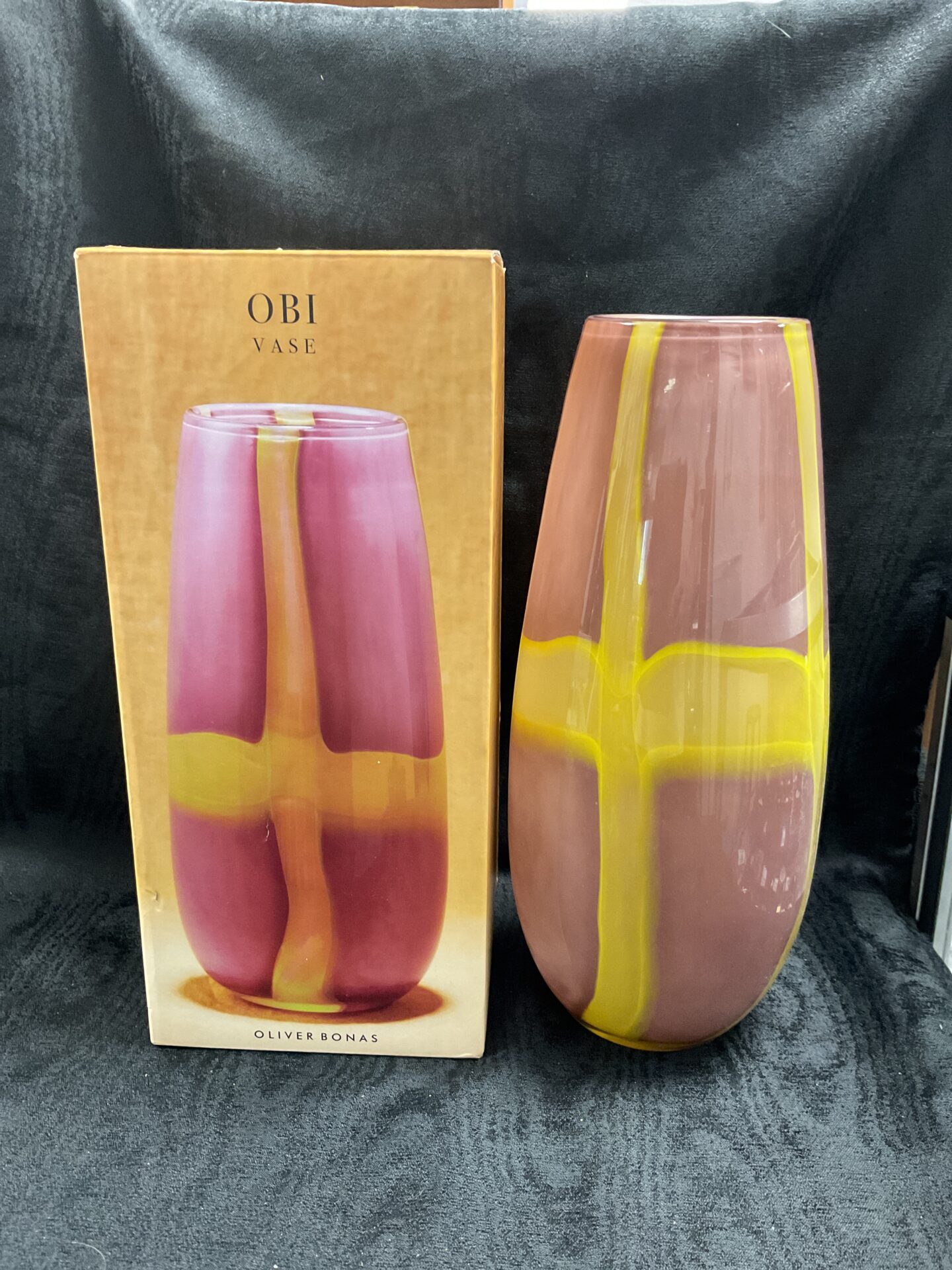 888 mid century studio glass obi vase by Oliver Bonas 32 cm high
