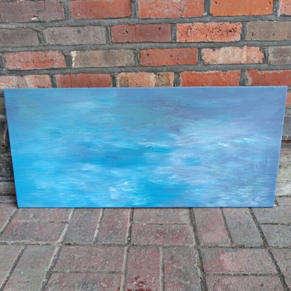 Serene ocean oil painting by Ritva Kittila, capturing coastal beauty.