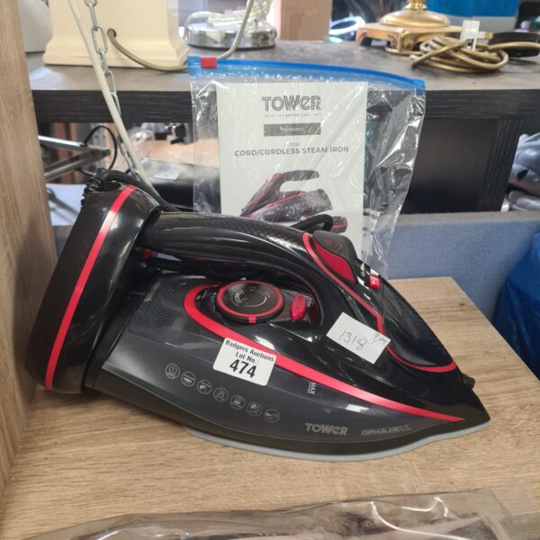 Tower cordless steam iron, household appliance for garment care.