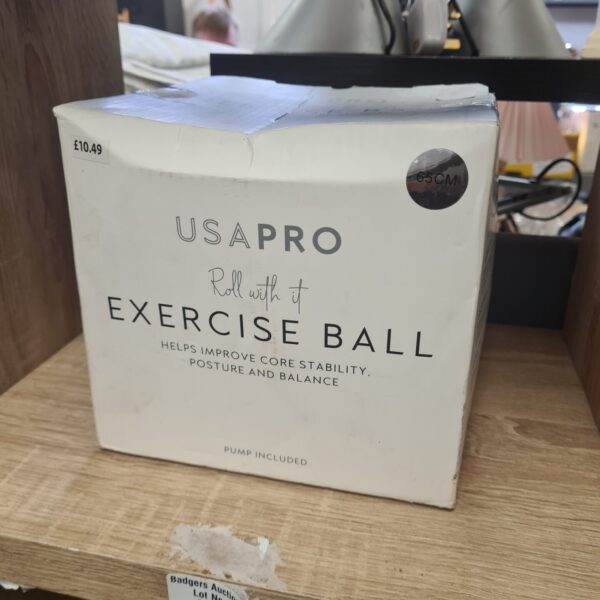New Usa Pro exercise ball in original packaging for fitness workouts.