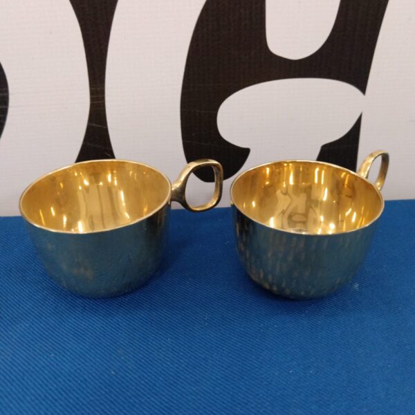 Pair of vintage Scandia Guld glogg cups with gold plating.
