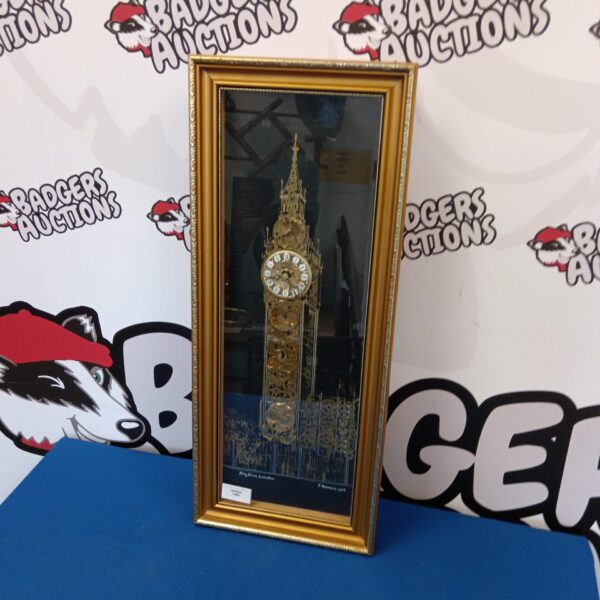 Vintage J Ammon Big Ben clock collage artwork from 1977.