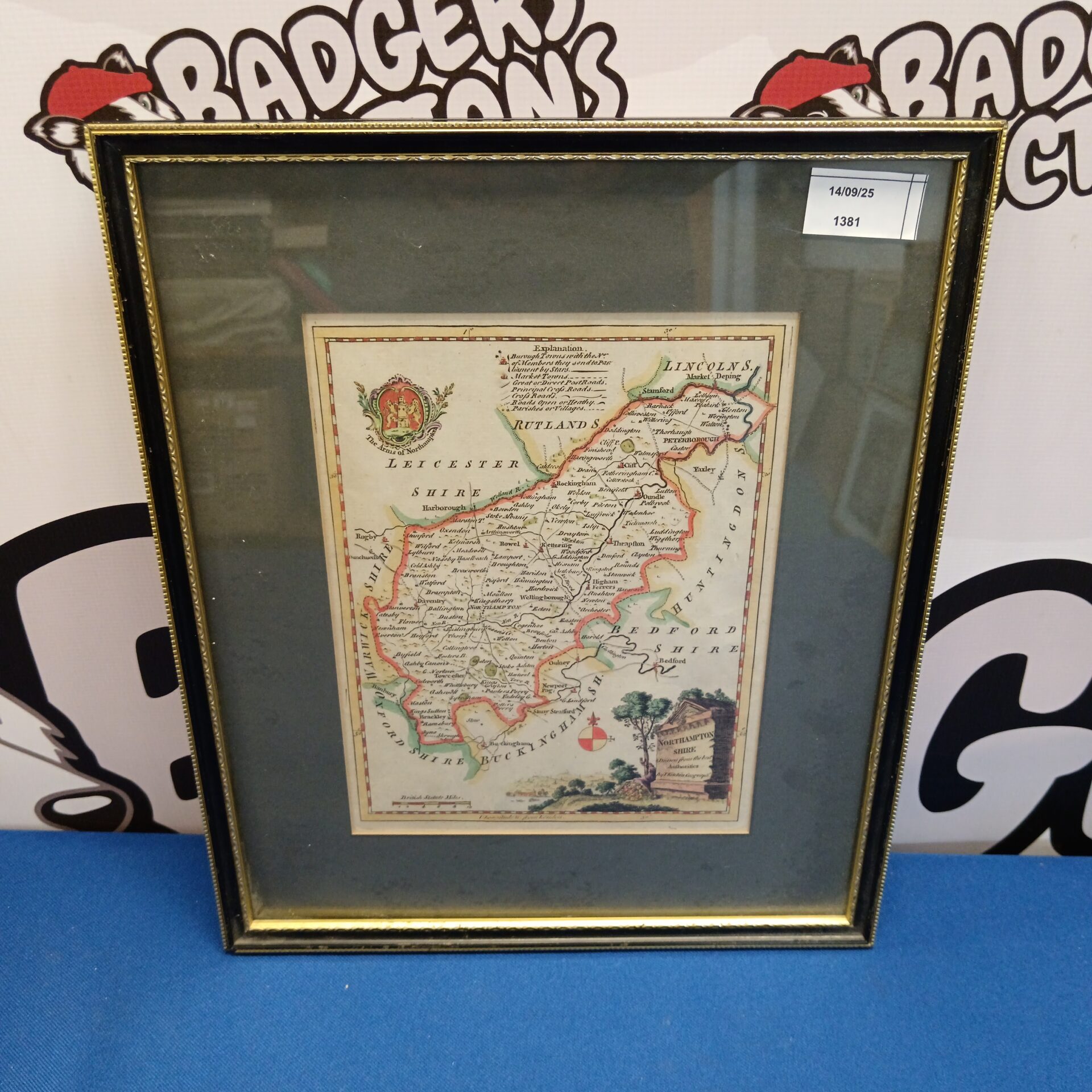 027 antique hand coloured map of buckinghamshire