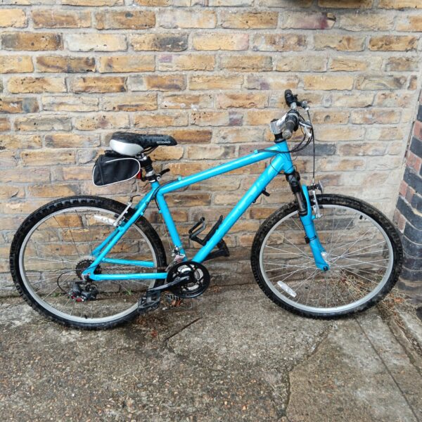 Blue Apollo Charm mountain bike, vintage bicycle for outdoor recreation.