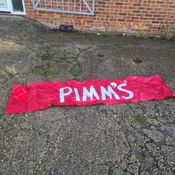 Large Pimm's banner for vintage advertising and pub display.