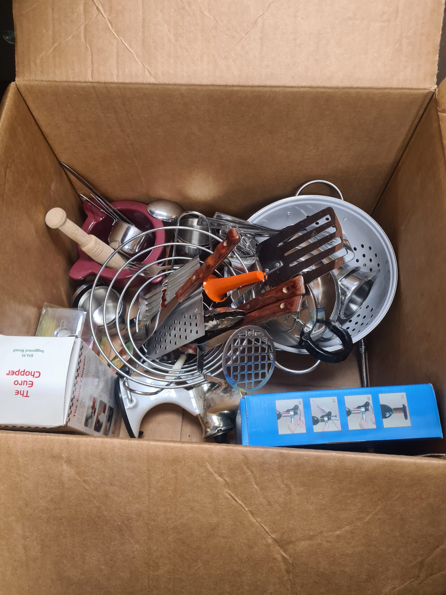 483 Two boxes of mixed kitchenware inc cutlery