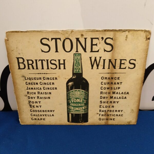 Vintage Stones British Wines advertising board, a collectible pub sign.