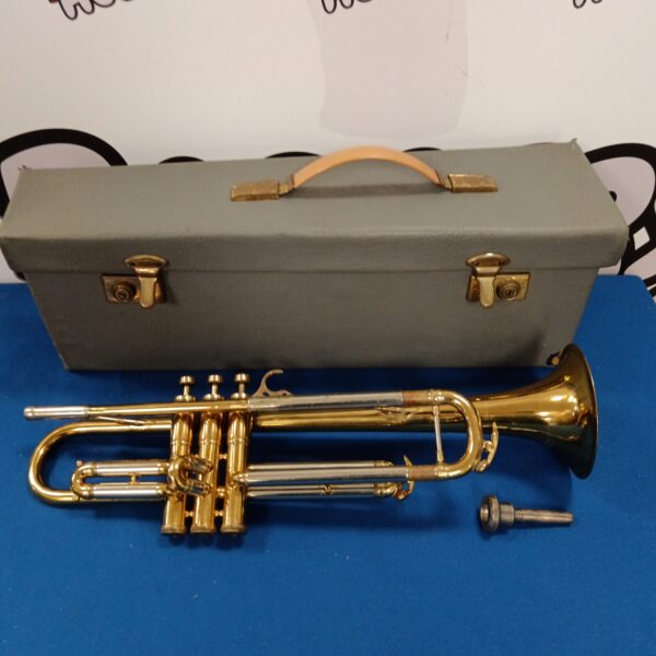 Vintage Selmer Invicta trumpet with its original case.