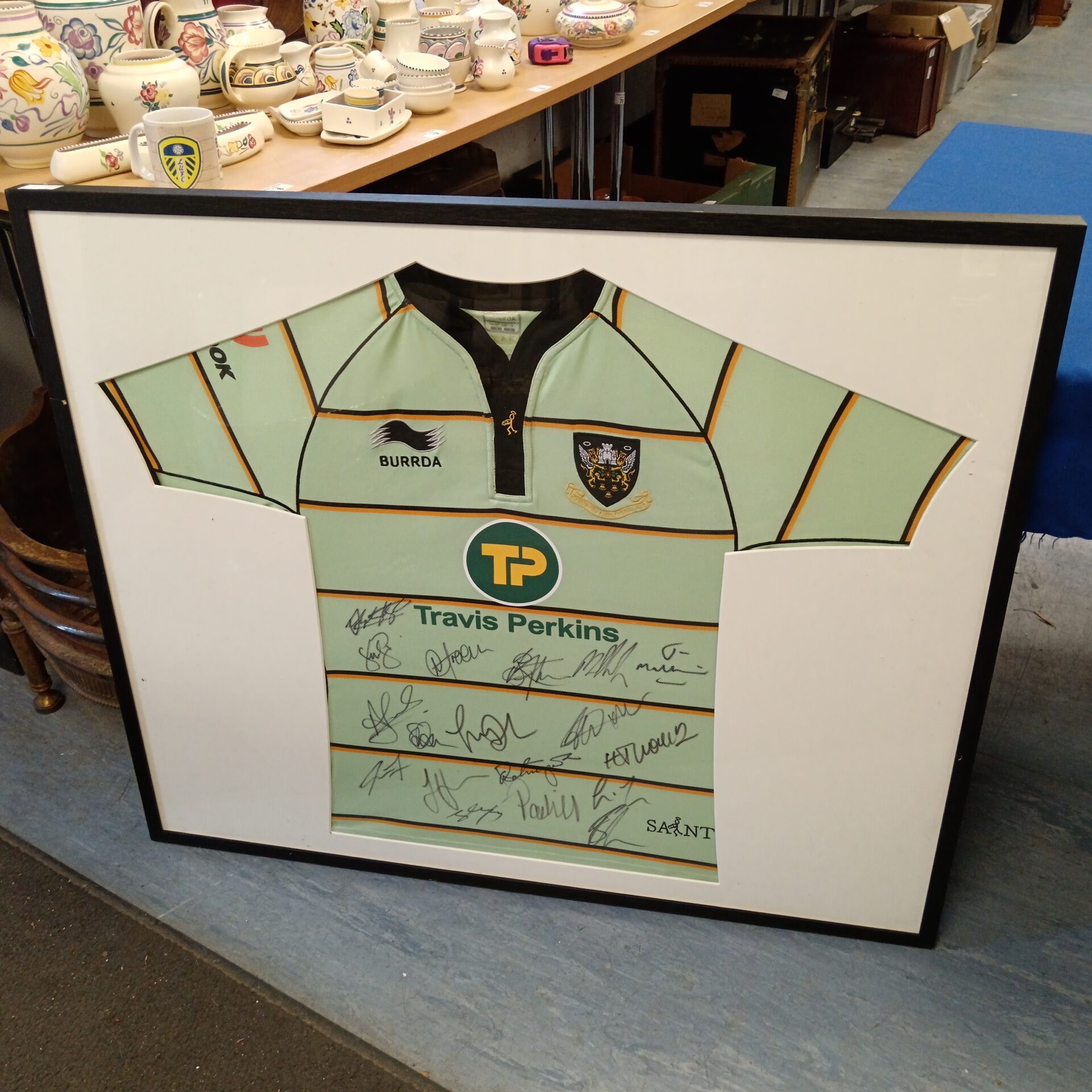 732 Northampton rugby football club framed team signed shirt