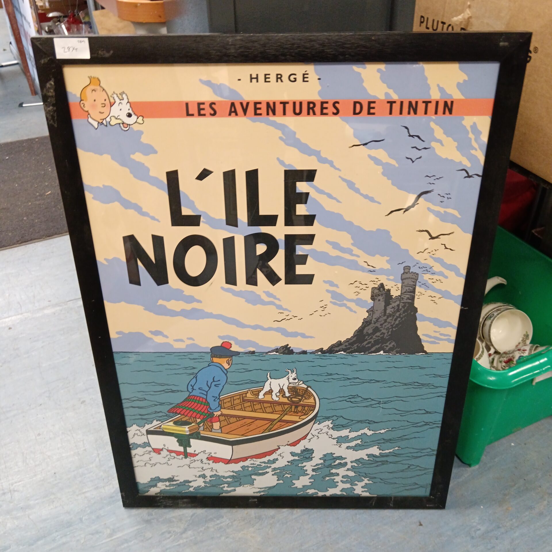 740 Framed french tintin l’ile noire poster