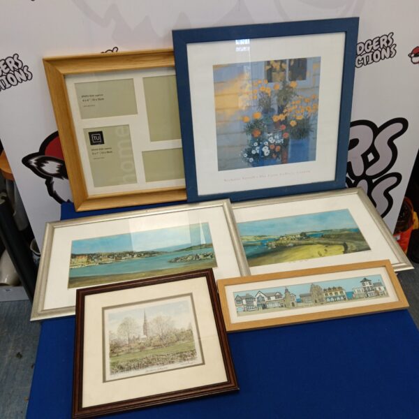 Framed Lyme Regis print by Mr Gibson, vintage coastal artwork.
