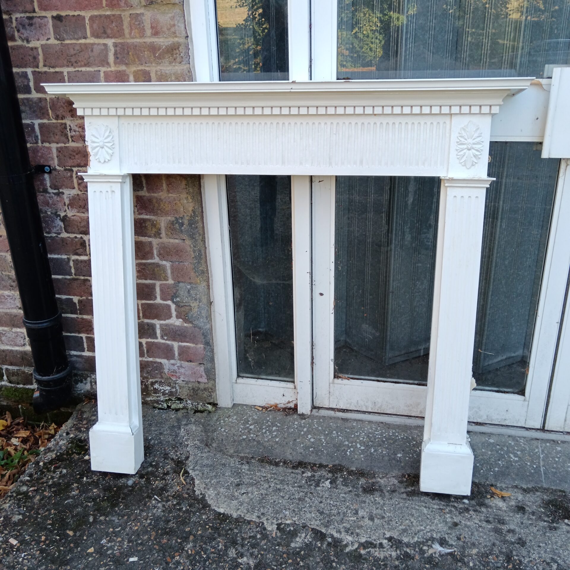 1301 White painted vintage fireplace surround