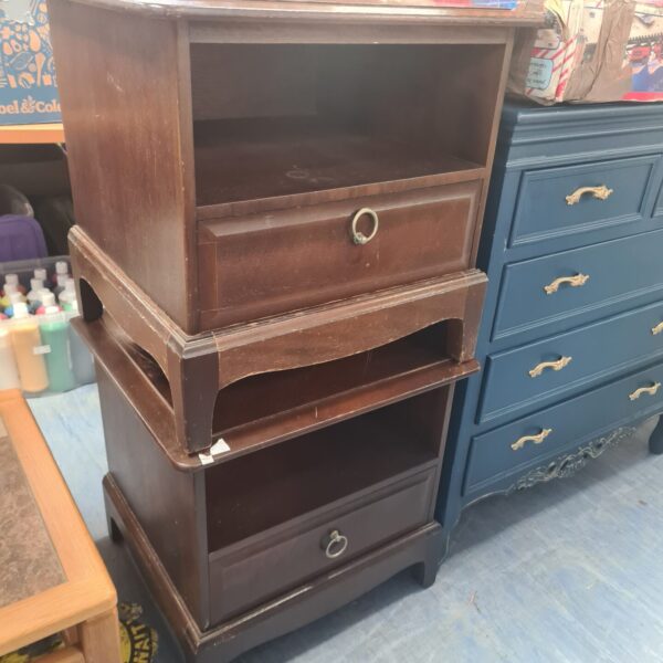 Vintage Stag bedside cabinets, a pair of retro bedroom tables.