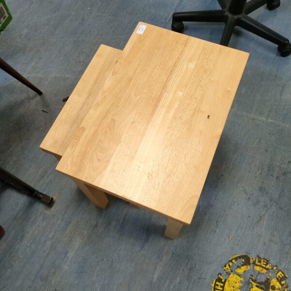 Wooden nest of tables, retro side tables for living room.
