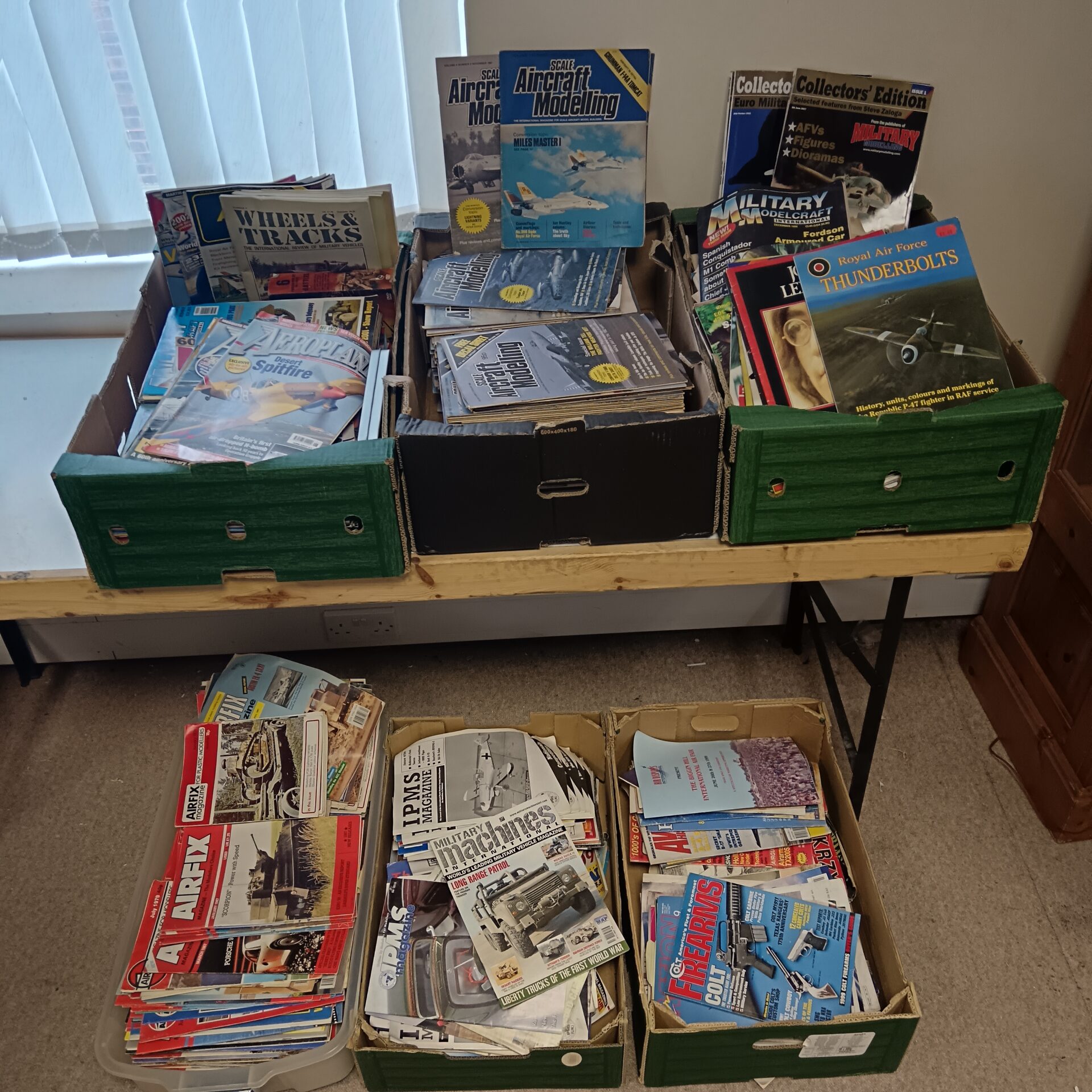 1148 Six trays of model making magazines including vintage airfix magazines