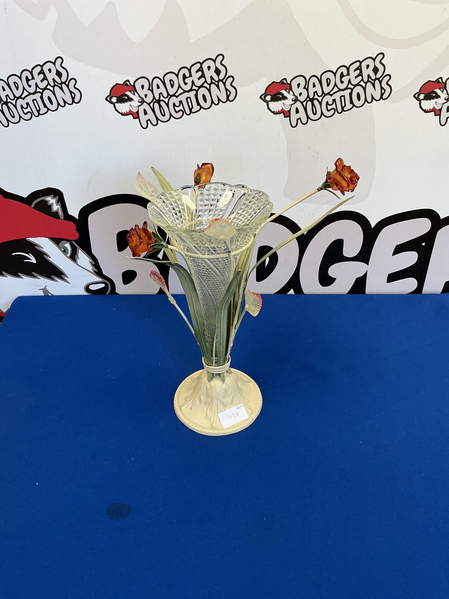 241 Antique Glass Rose Vase