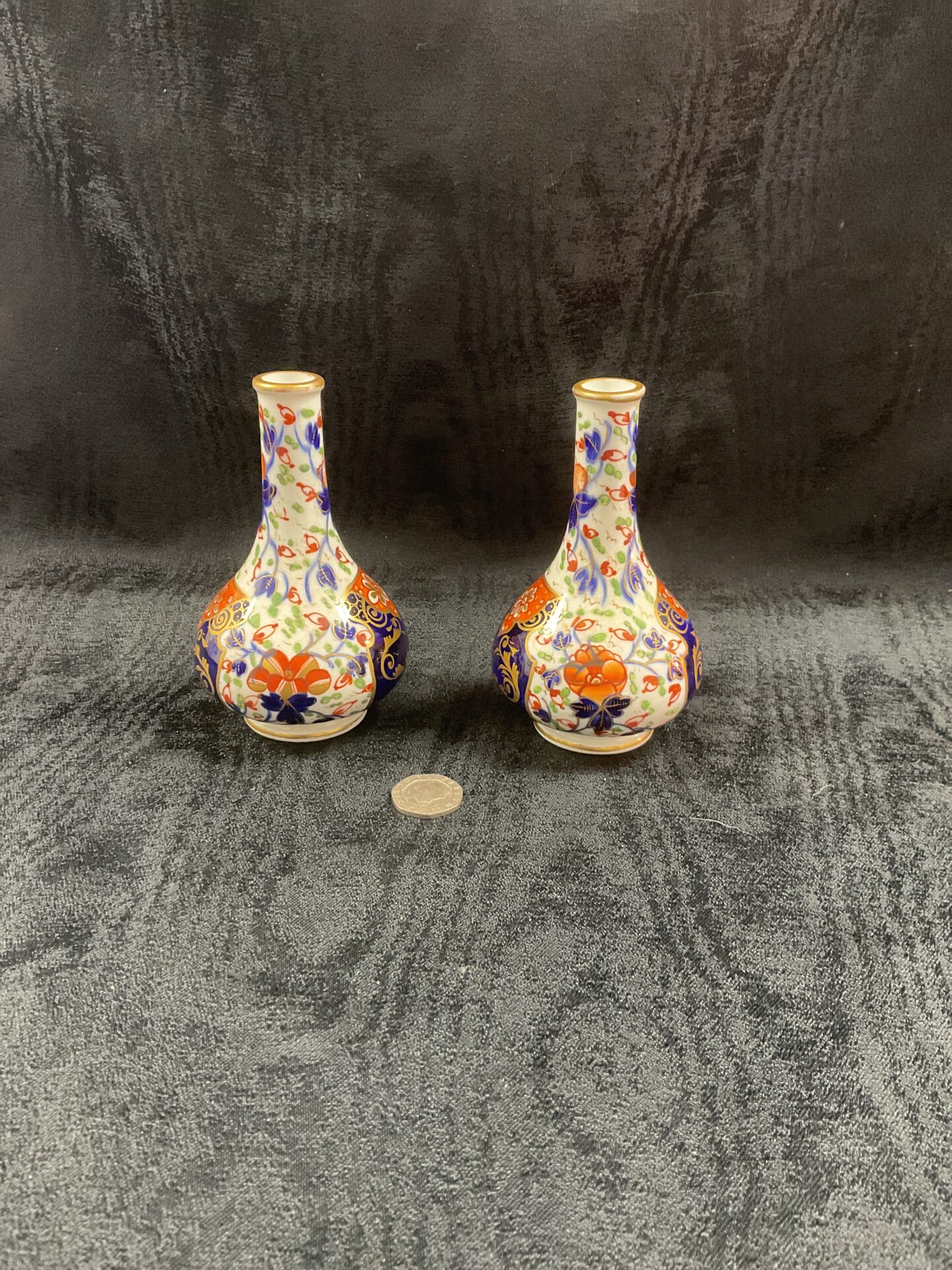859 pair crown derby posy vases